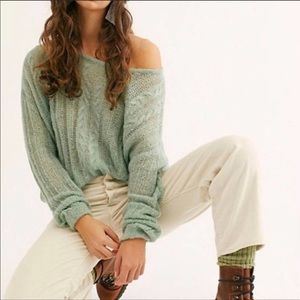 Free People Angel Sheer Sweater in Mint Fresh XS
